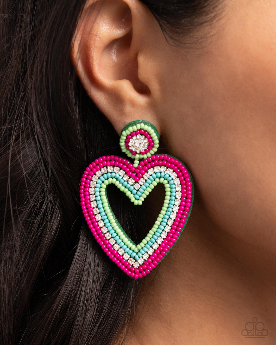 Paparazzi - Headfirst Heart - Green Earring