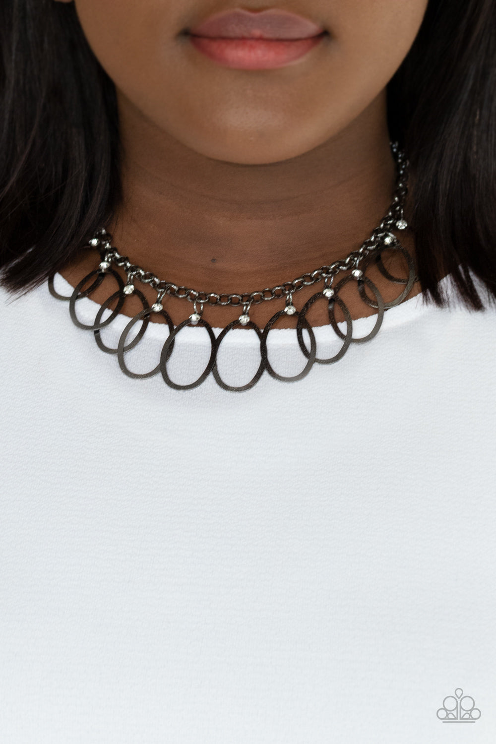 Paparazzi - Double OVAL-time - Black Necklace