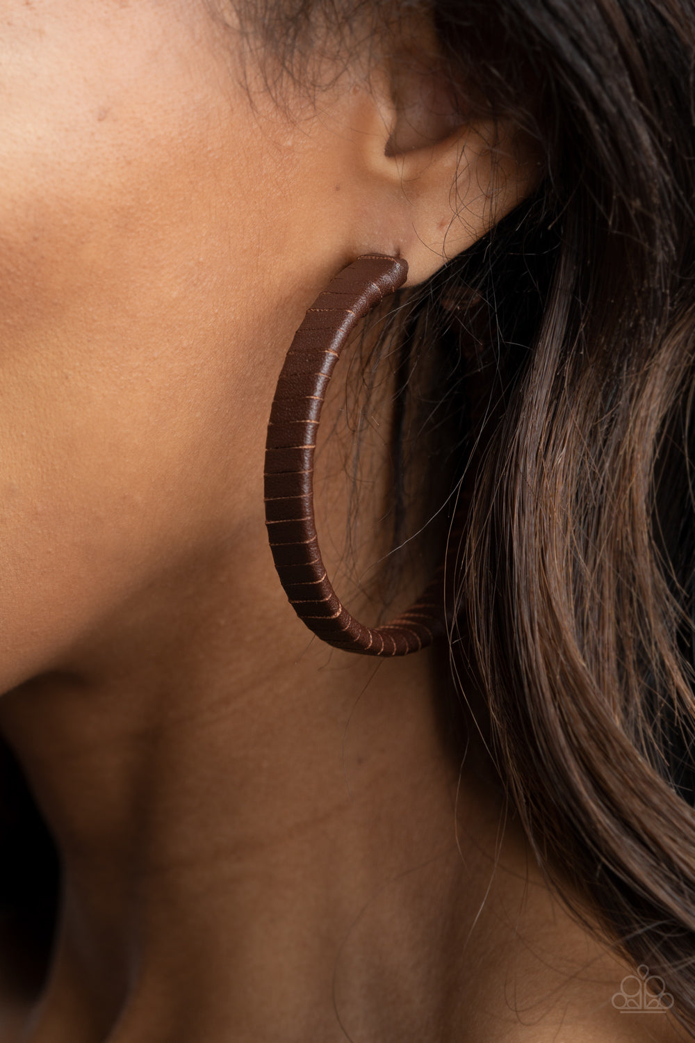 Paparazzi - Leather-Clad Legend - Brown Earrings