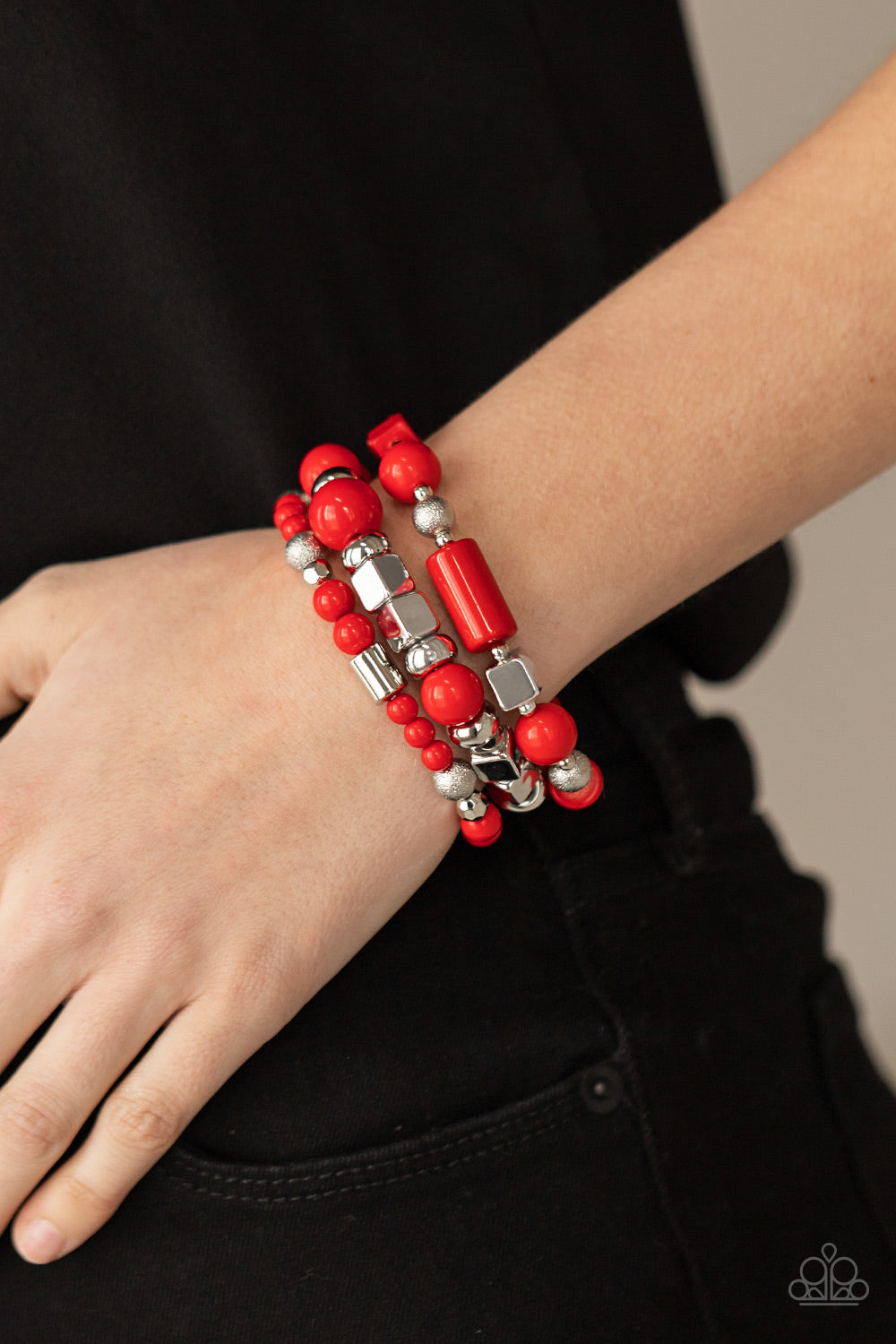 Paparazzi - Perfectly Prismatic - Red Bracelet