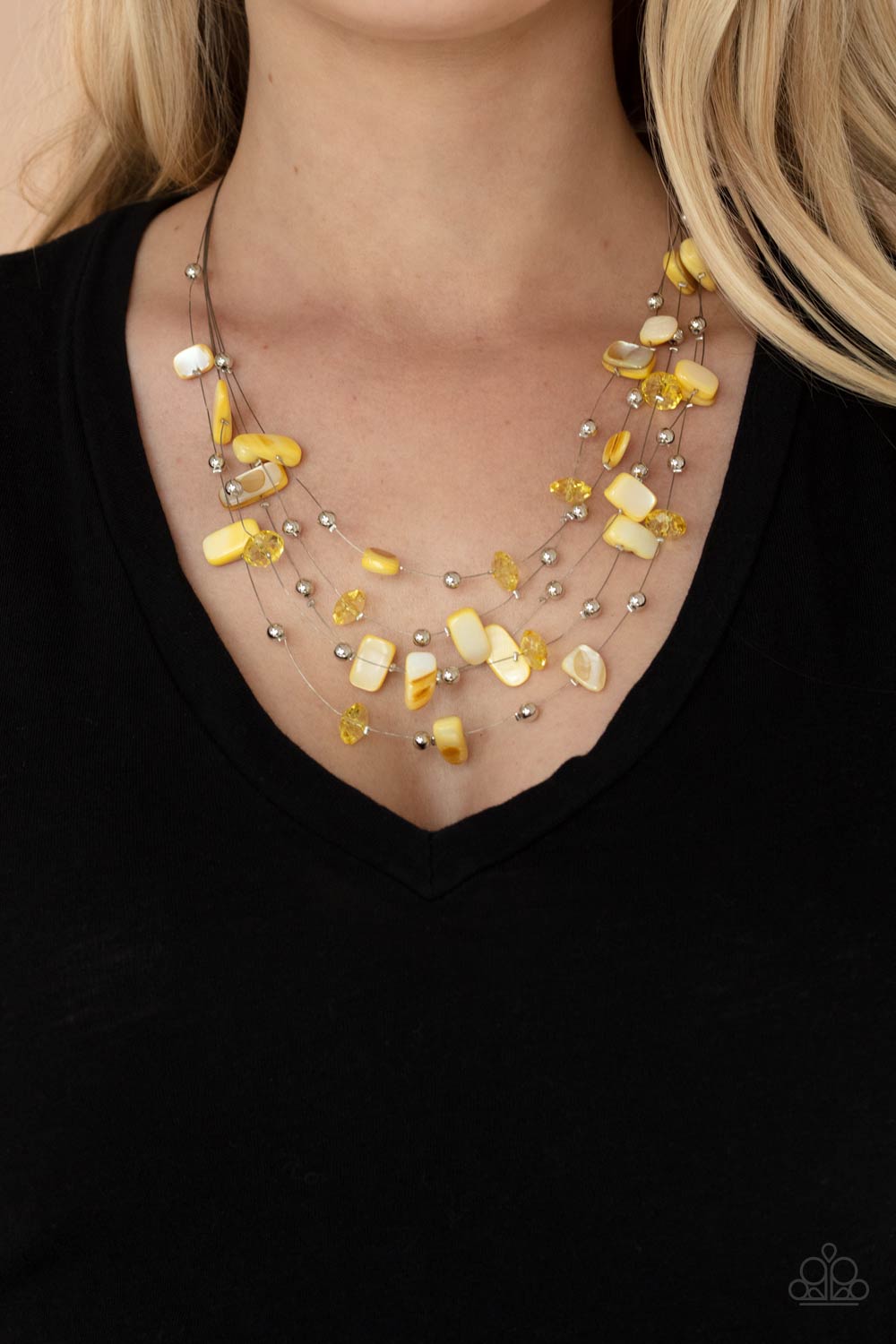 Paparazzi - Prismatic Pebbles - Yellow Necklace