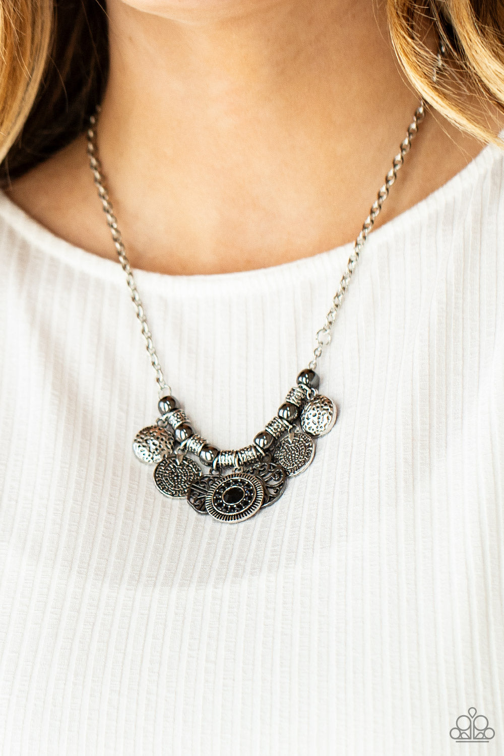 Paparazzi - To Coin A Phrase - Black Necklace