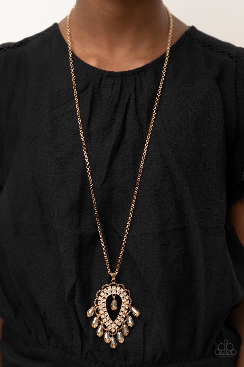 Paparazzi - Teasable Teardrops - Gold Necklace