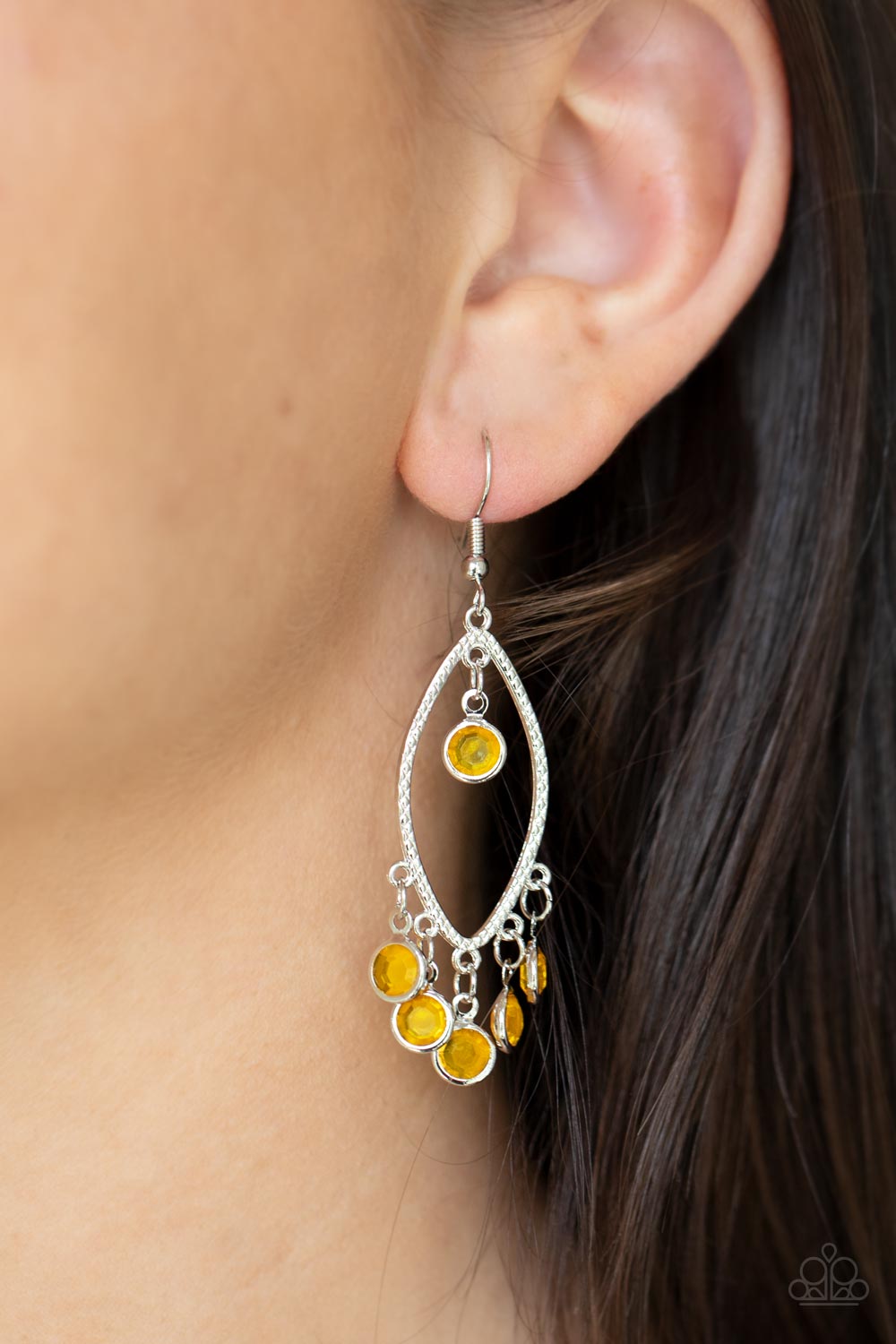 Paparazzi - Glassy Grotto - Yellow Earring