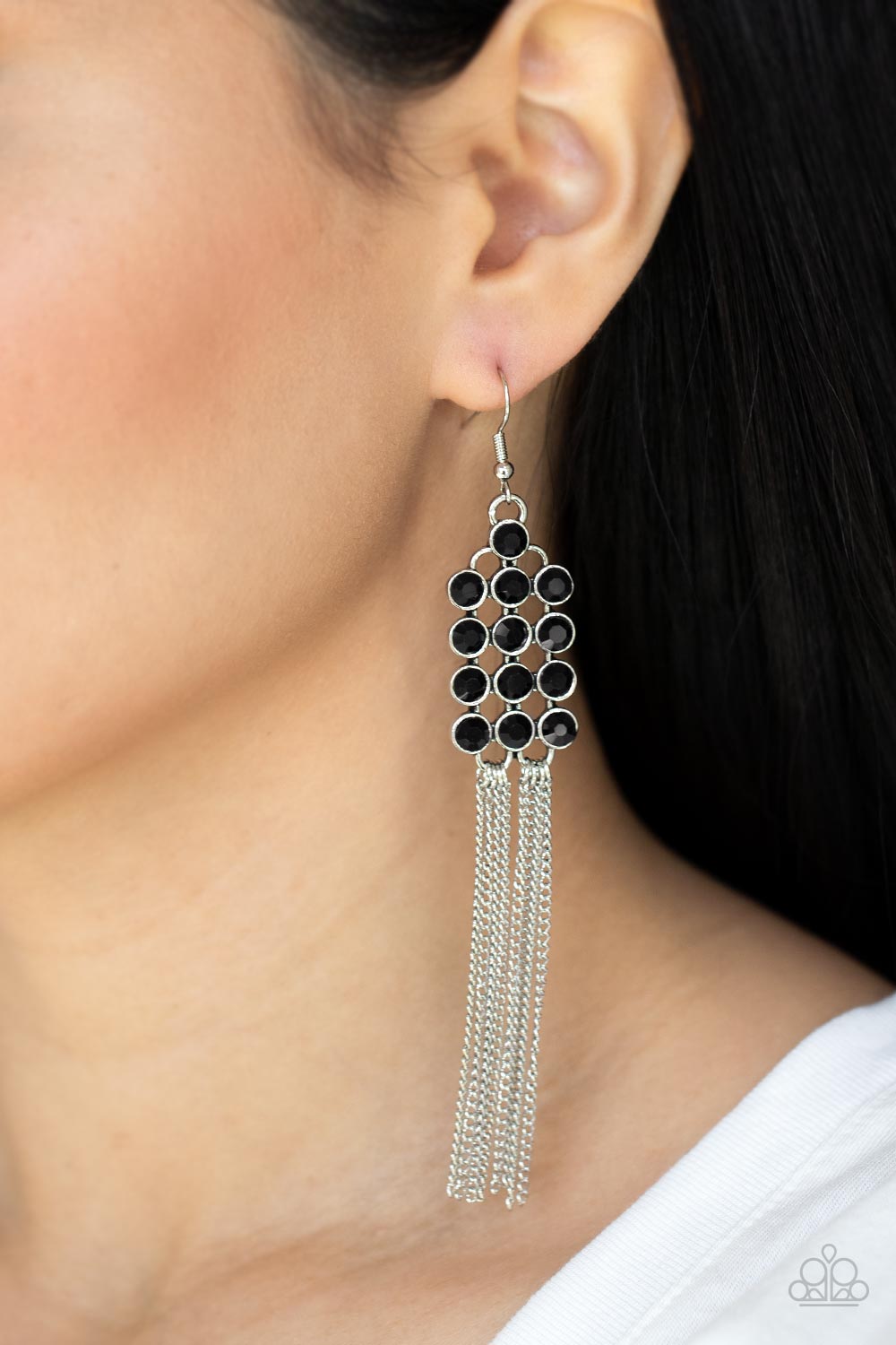 Paparazzi - Tasteful Tassel - Black Earrings