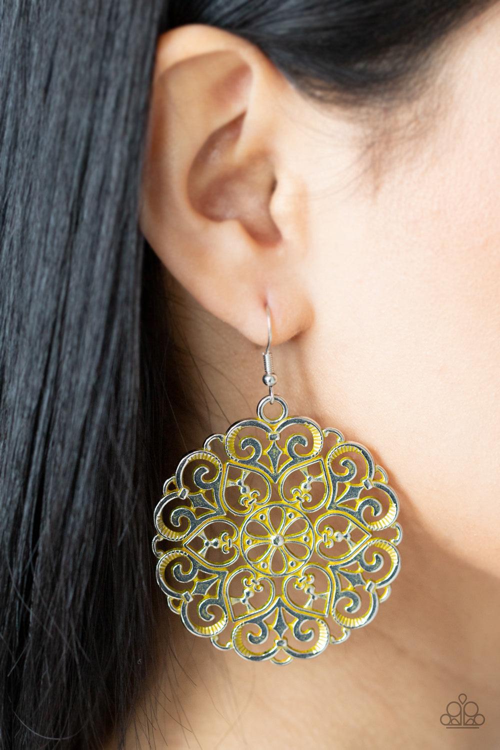 Paparazzi - MANDALA Effect - Yellow Earrings