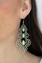 Load image into Gallery viewer, Paparazzi - Flamboyant Frills - Green Earrings
