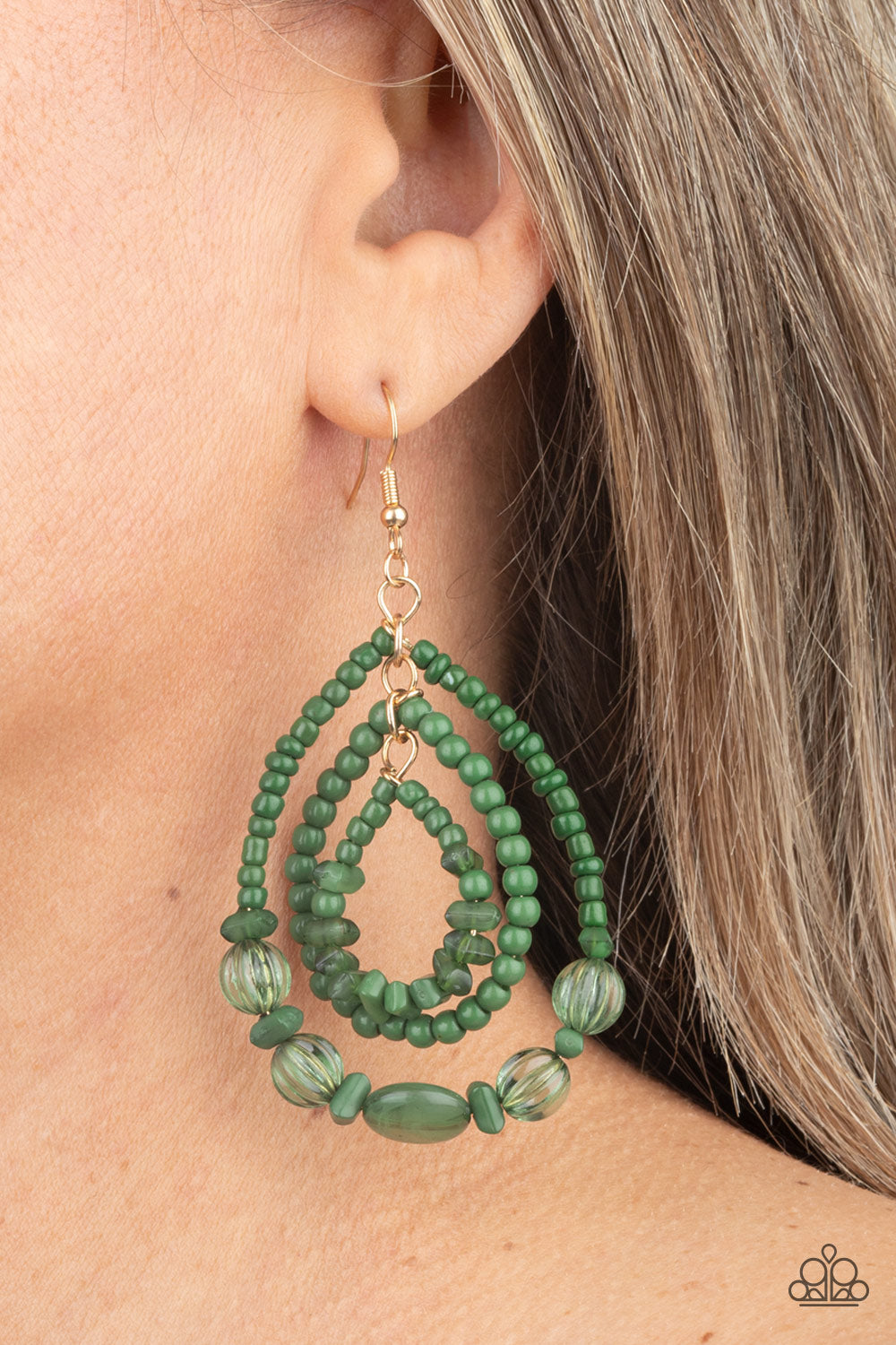 Paparazzi - Prana Party - Green Earring