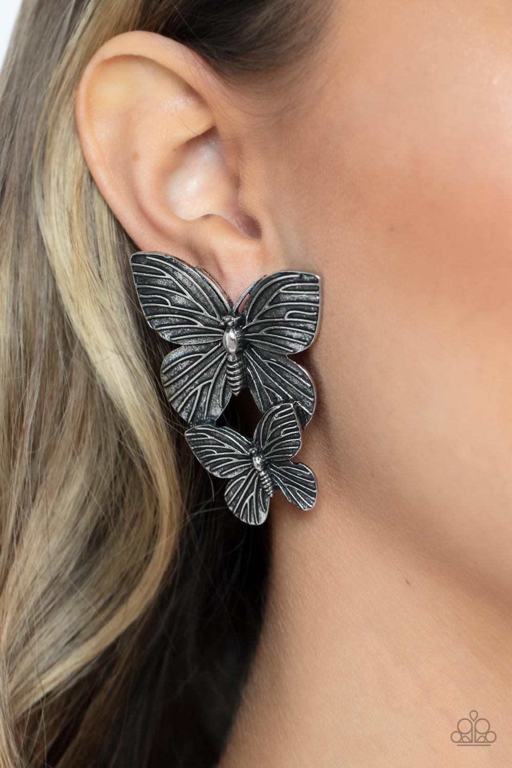 Paparazi - Blushing Butterflies - Silver Earrings