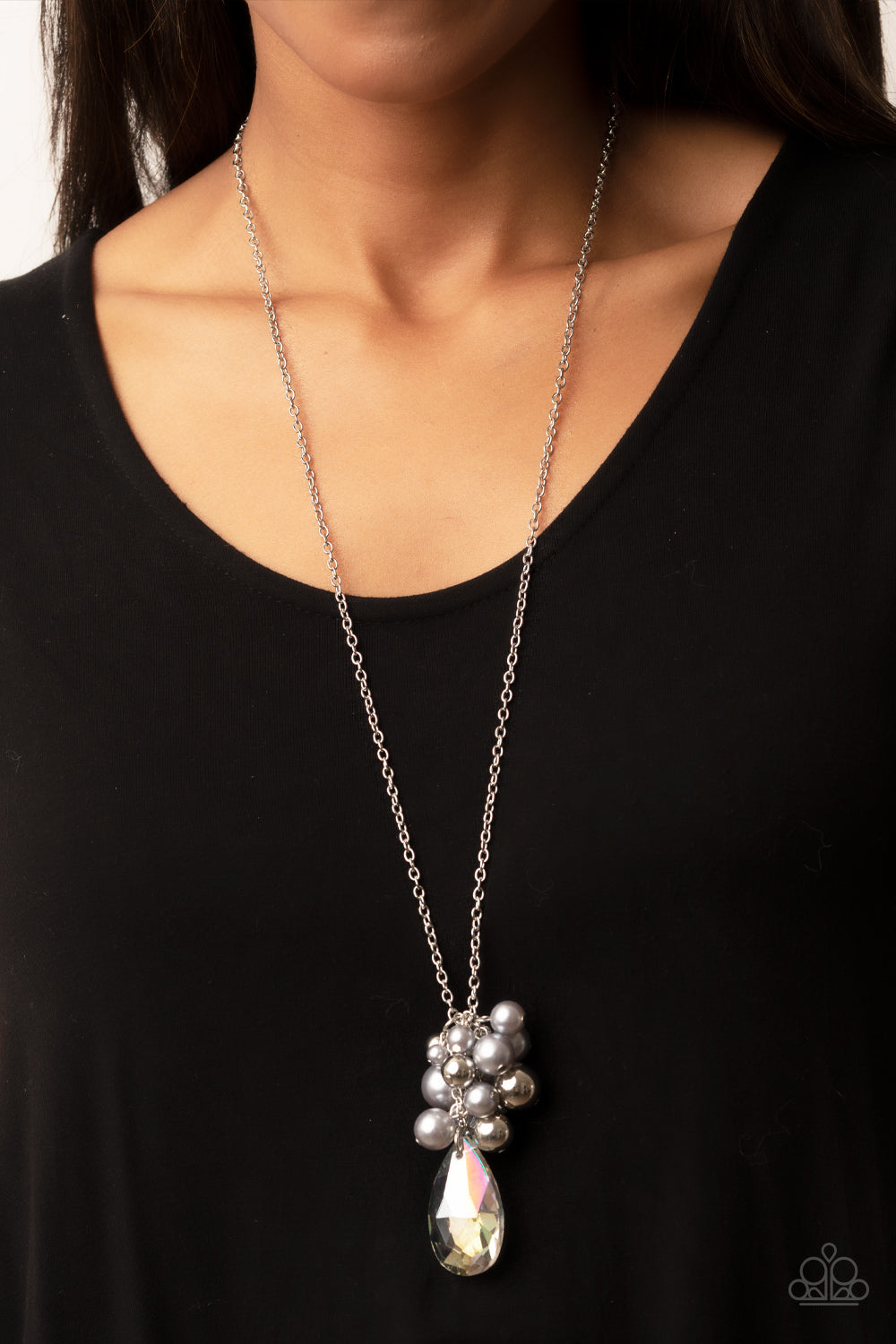 Paparazzi - Drip Drop Dazzle - Silver Necklace