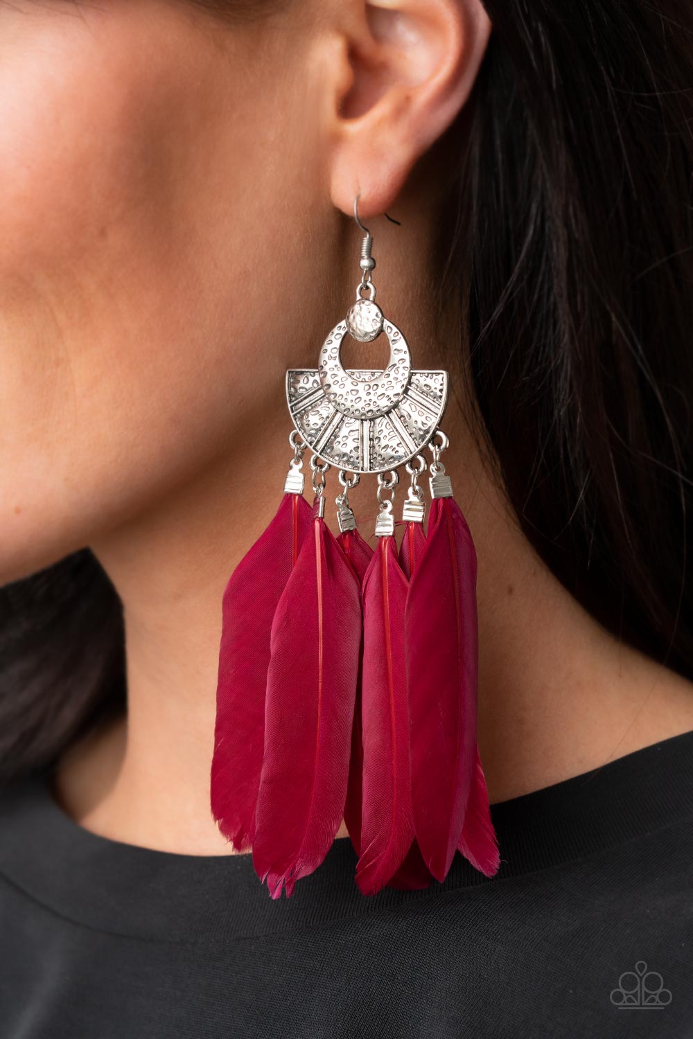 Paparazzi - Plume Paradise - Red Earring