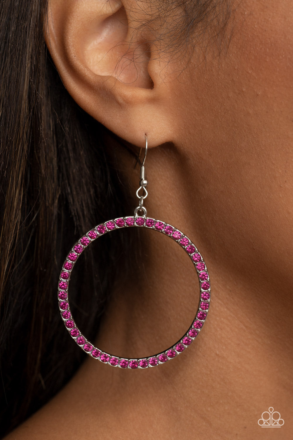 Paparazzi - Head-Turning Halo - Pink Earring