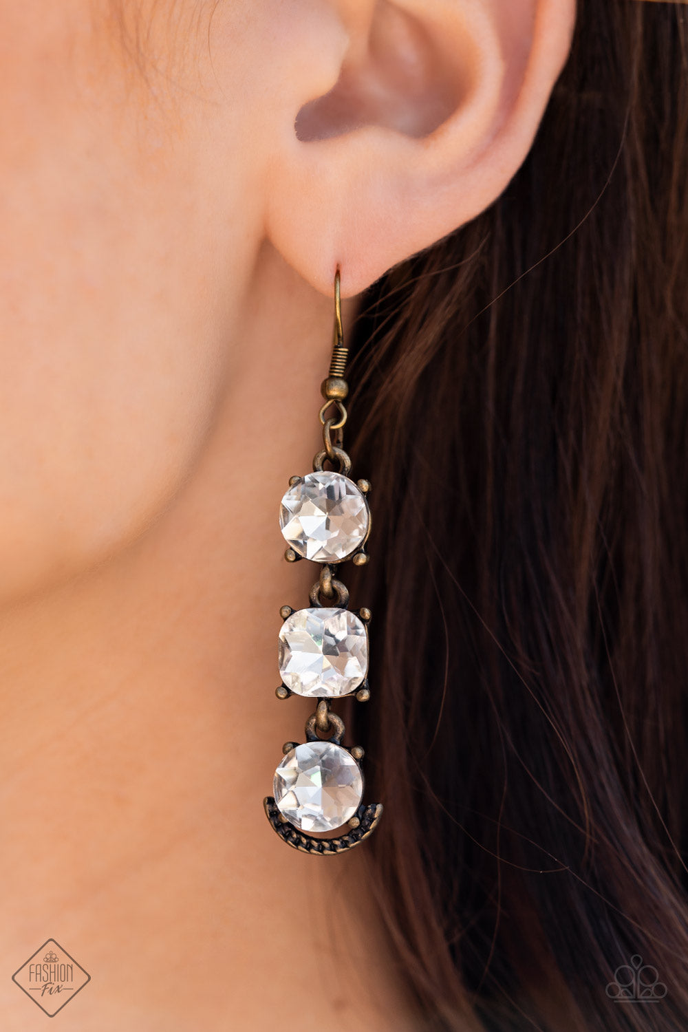 Paparazzi - Determined to Dazzle - Brass Earring