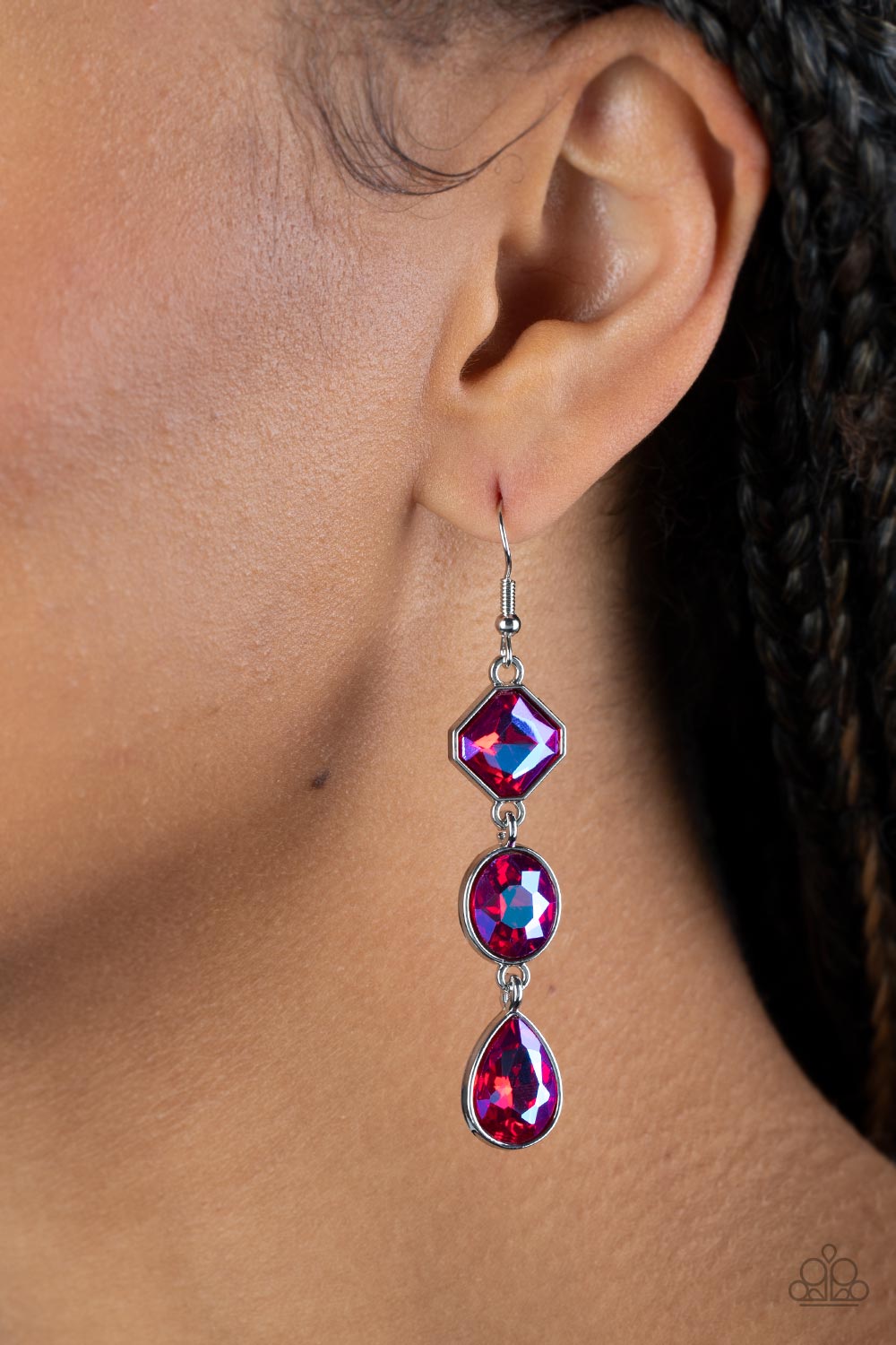 Paparazzi - Reflective Rhinestones - Pink Earrings