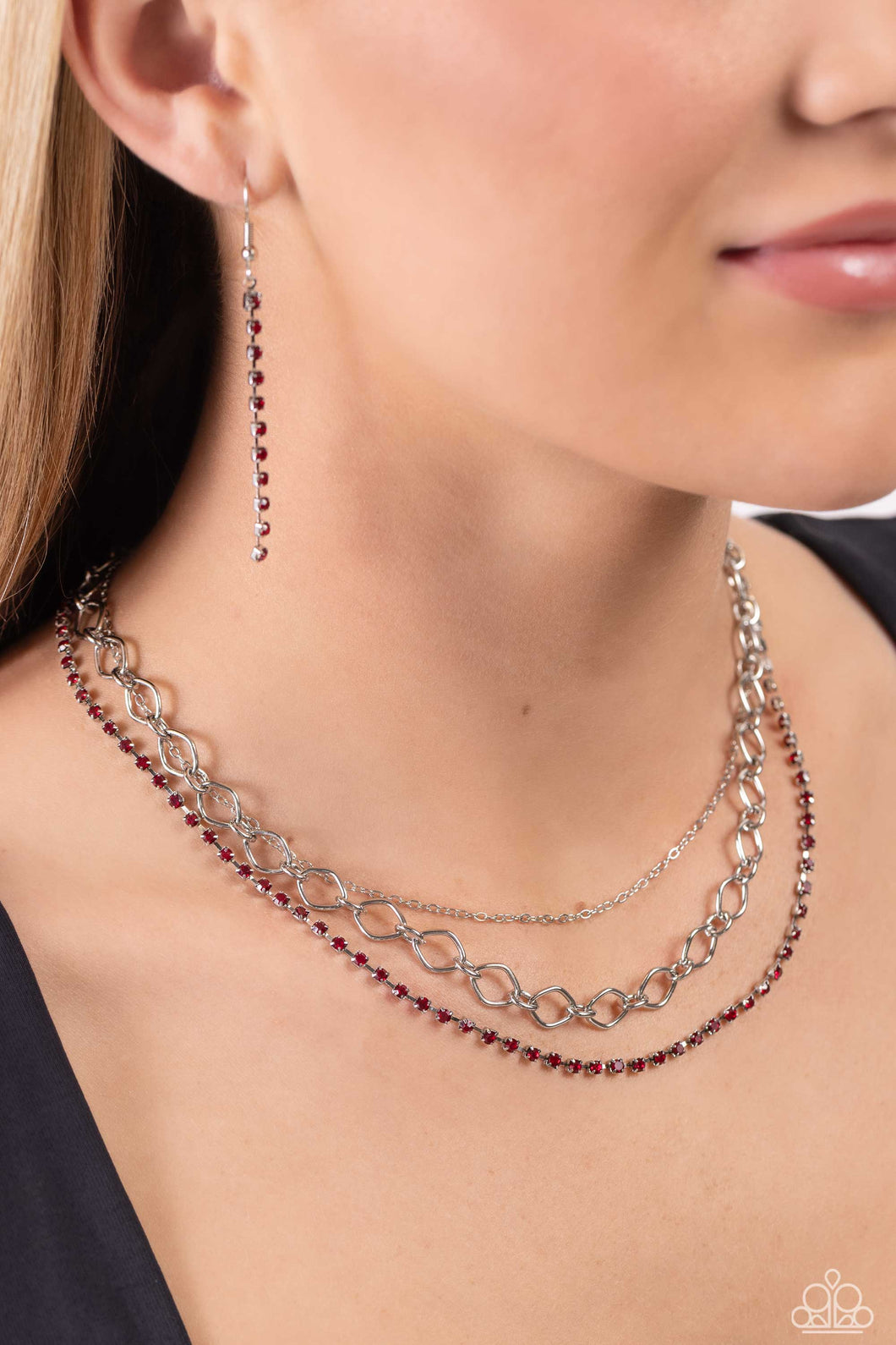 Paparazzi - Tasteful Tiers - Red Necklace